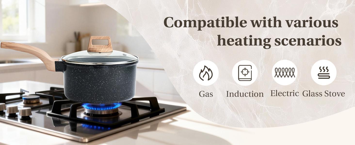 25-Piece Non-Stick Ceramic Granite Cookware Set with Stay-Cool Handles, Induction Compatible Pots and Pans Set for Healthy Cooking