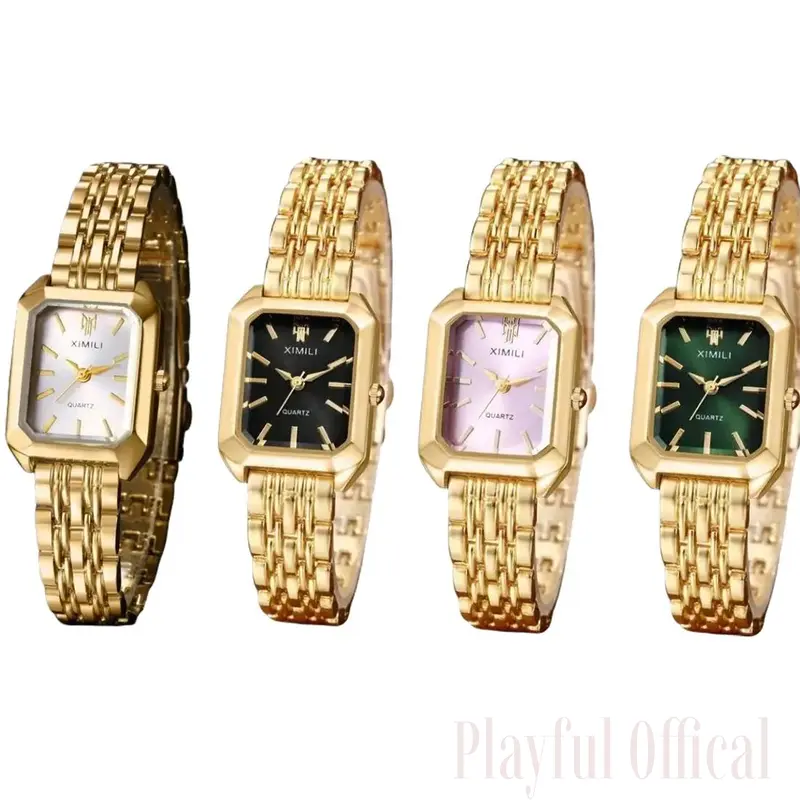 Women's Classic Elegant Rectangle-Square Analog Quartz Watch for Women, Small Wrist Fit, Adjustable Removable Alloy Buckle Bracelet Band, for Casual/Business Wear, Fashion Watch Accessory