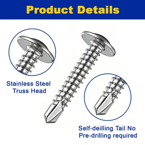 [Summervibes] 200PCS Carbon Steel Self-Drilling Tek Screws, Heavy Duty Truss Head Sheet Metal Screws Kit for Metal Work, DIY Projects with No-Drill Fast Installation