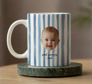 Personalized Baby Face Mug for new dad, Custom Photo Mug, First Fathers Day Gift from Baby, New Dad Golf Lover Gift Best Dad By Par Keepsake