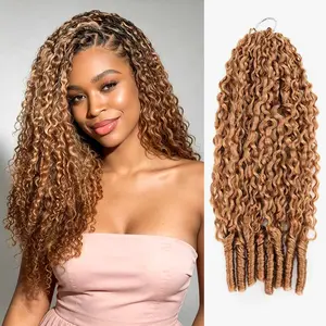 QVR Honey Blonde #27 Feather Crochet Human Hair Burmese Curly Crochet Weave Hair Extensions