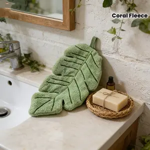 Banana Leaf Hand Towel, Soft Absorbent Material, Coral Fleece, Ideal for Bathroom, Kitchen, Home Use, Perfect Gift for Plant Lovers, Floral Decor, Absorbent Drying Towel