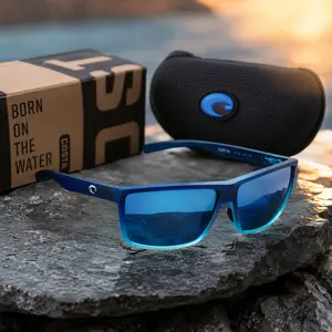 Costa Del Mar Blue Mirror Polarized Sunglasses, Matte Blue Frame 580 Lens UV Protection Fishing Boating Outdoor Eyewear