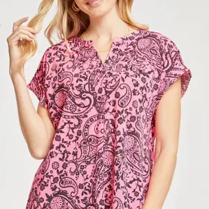 Dear Scarlett Lizzy SS Top Hot Pink/Black