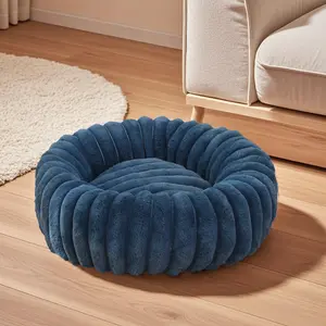 Donut Dog & Cat Bed, Luxurious Comfortable Faux Rabbit Fur Pet Beds, Soft Anti-Anxiety Calming Puppy Kitten Bed with Anti-Slip Bottom;  for Autumn and Winter Cozy Retreat for All Seasons donut  bed  for  cats; for Small Medium Dogs & Cats;