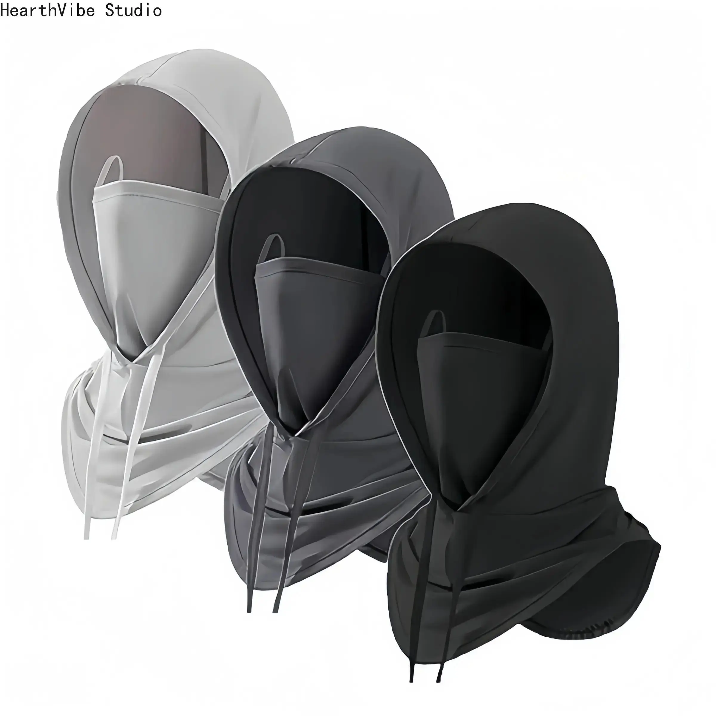 3 Pack Balaclava Face Mask for Men Women, Summer Cooling Neck Gaiter with UPF 50+ UV Protection, Breathable Biker Mask with Adjustable Drawstring
