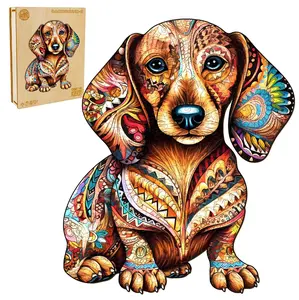 Wooden Jigsaw Puzzle for Adults, DACHSHUND-3(L,290pcs,14.9*12.5in) Puzzle Beautiful Wooden Box, Wooden Jigsaw Puzzles Unique Shape, Birthday Gifts for Adults and Kids Family Game