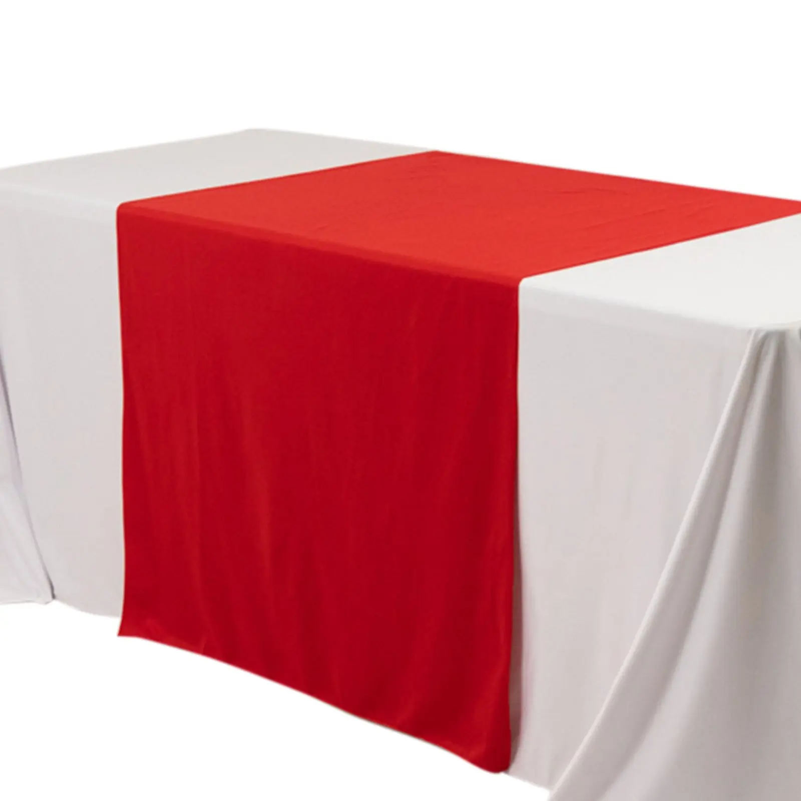 Red Wide Polyester Table Runner, 36"x72" Durable Trade Show Table Linen, Machine Washable with Care Instructions - Low Heat Dry