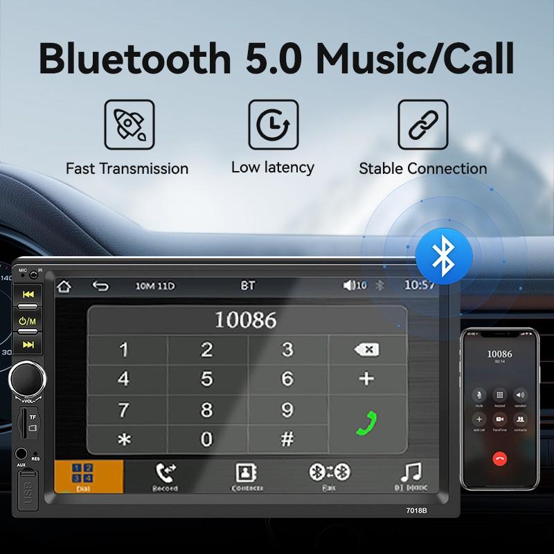 7 Inch 1 DIN Car Display with Wired Carplay Android Auto Bluetooth-compatible 5.0 Mirror Link, Supports Rear Camera USB TF Aux Fm 12V Adapter Radio, Car Video Player.