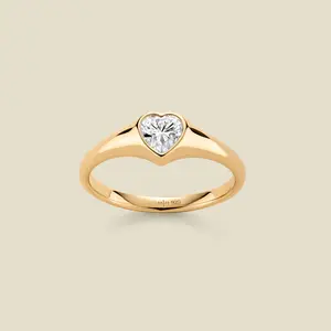 CZ Heart Signet Ring
