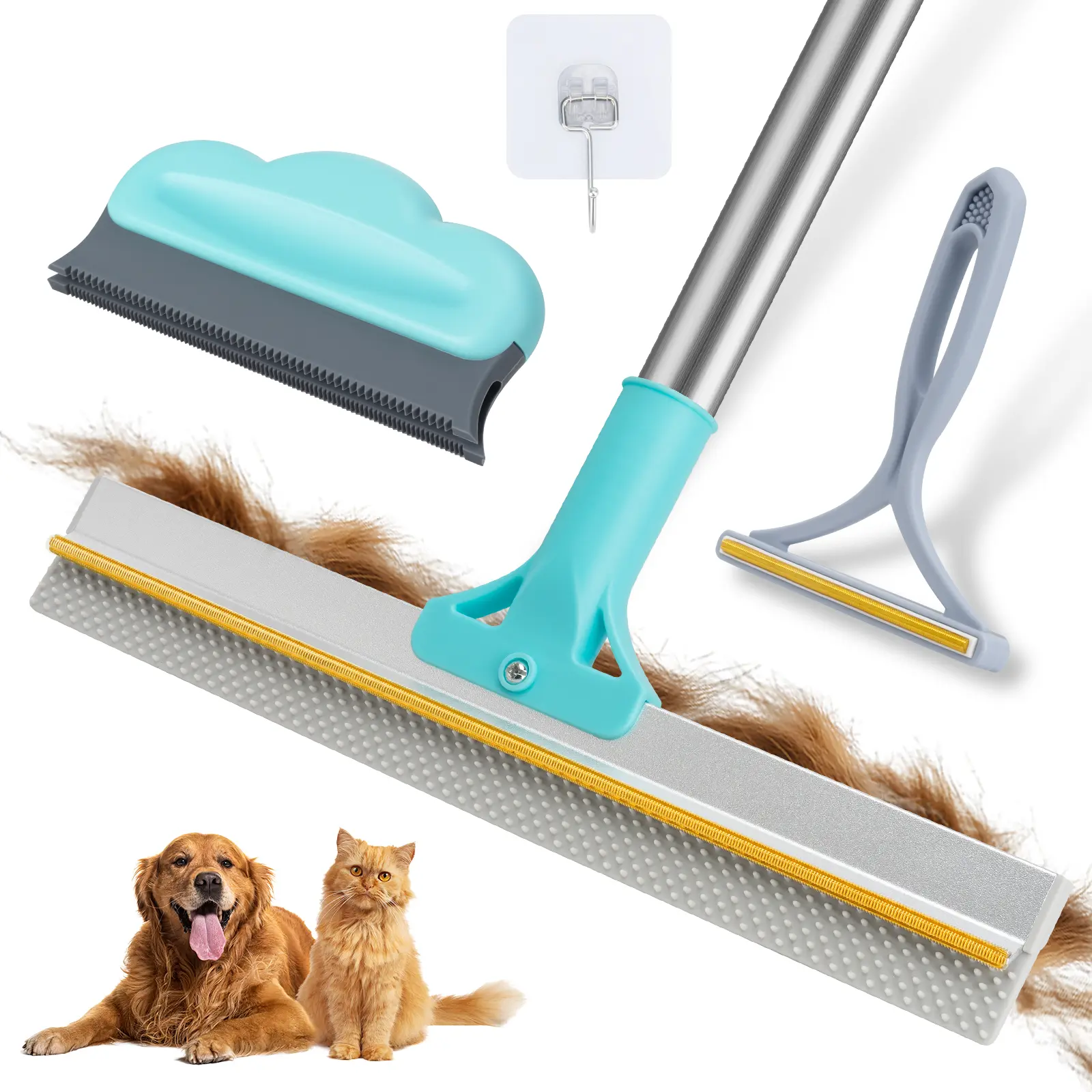 3-Pack Carpet Rake & Shedding Grooming Kit