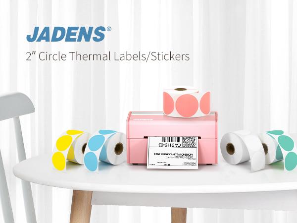 JADENS 2 Inch Round Direct Thermal Sticker Label, Self-Adhesive & Waterproof Label for DIY Logo, BPA & BPS Free, 750 Labels/Roll JADENS 2 Inch Round Direct Thermal Sticker Label, Self-Adhesive & Waterproof Label for DIY Logo, BPA & BPS Free, 750 Labels/Roll