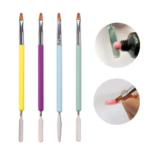 Dual-Head Nail Art Pen, Colorful Handle UV Gel Remover Tool, Press-On Manicure Stick, Stainless Steel Pusher Rod, Nail Care Accessory