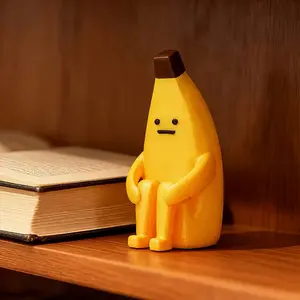 Anxiety Banana Model Collectible Figure, Expressive Eyes & Mouth, Durable Plastic Desktop Decor, Perfect for Home Office Car