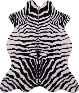 Zebra Rug for Living Room Decor - Faux Fur Animal Print Carpet， Perfect for Western, Rustic, or Boho Themes (Zebra, 2'6" x 3'7")