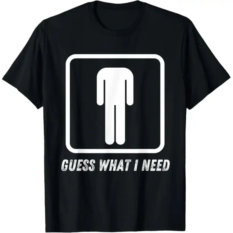[100% Cotton]  "Guess What I Need" Head Headless Man T-Shirt Printed Shir / Black Washed T-shirt Casual Tshirt