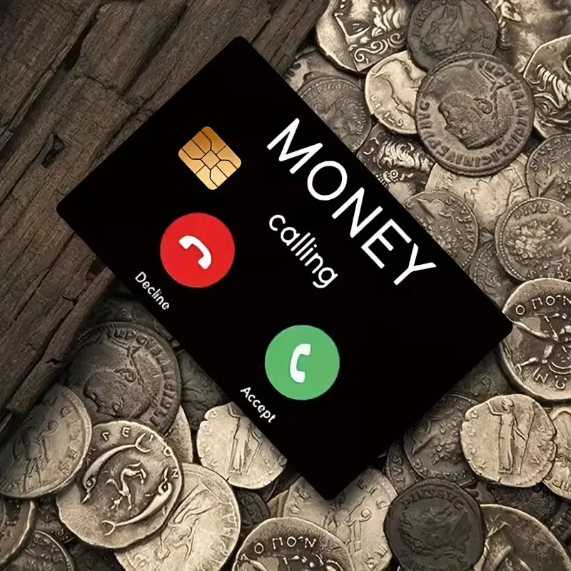 "MONEY Calling" Credit Card Skin - Funny Incoming Call iPhone Screen Debit Card Sticker Pre-Cut for Chip