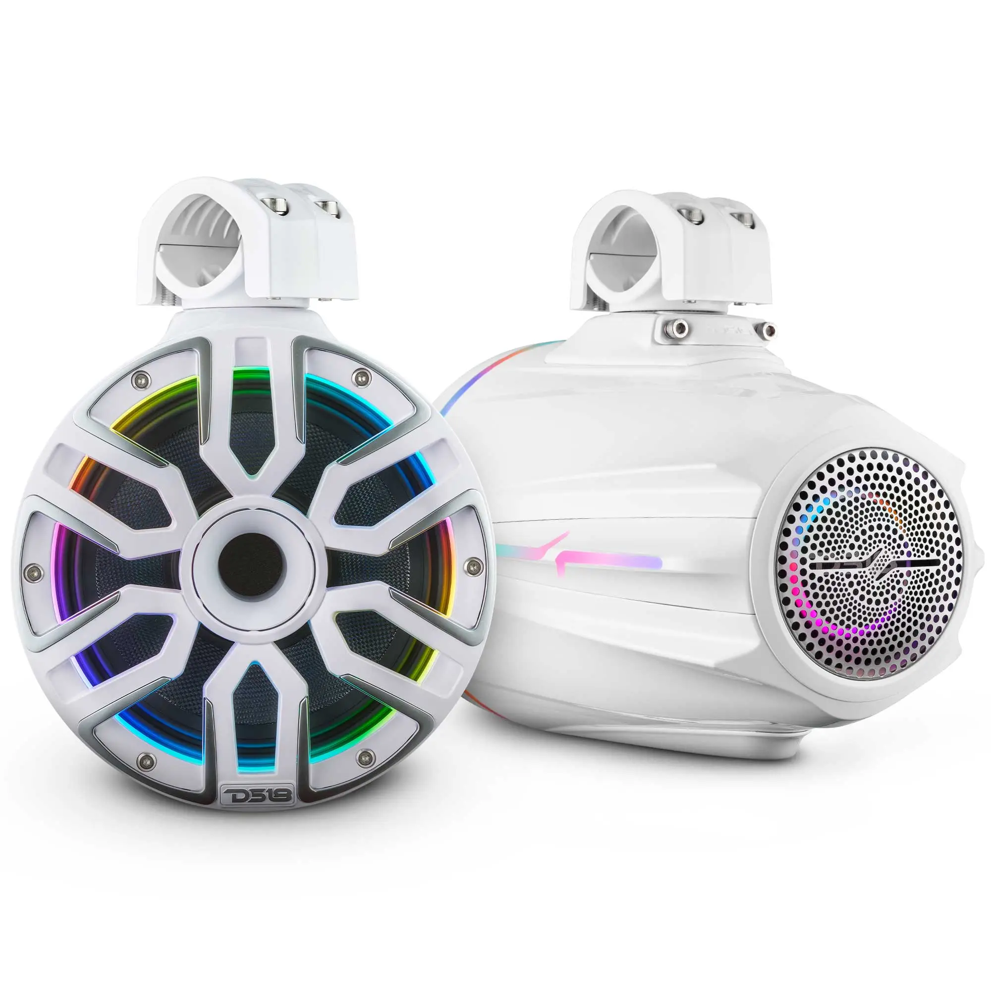 Luxury Adjustable 8" Aluminium Marine Tower Speaker, Neodymium Magnet, Kevlar Cone, Compression Driver, Digital LED Lights | 200W RMS 4-Ohm