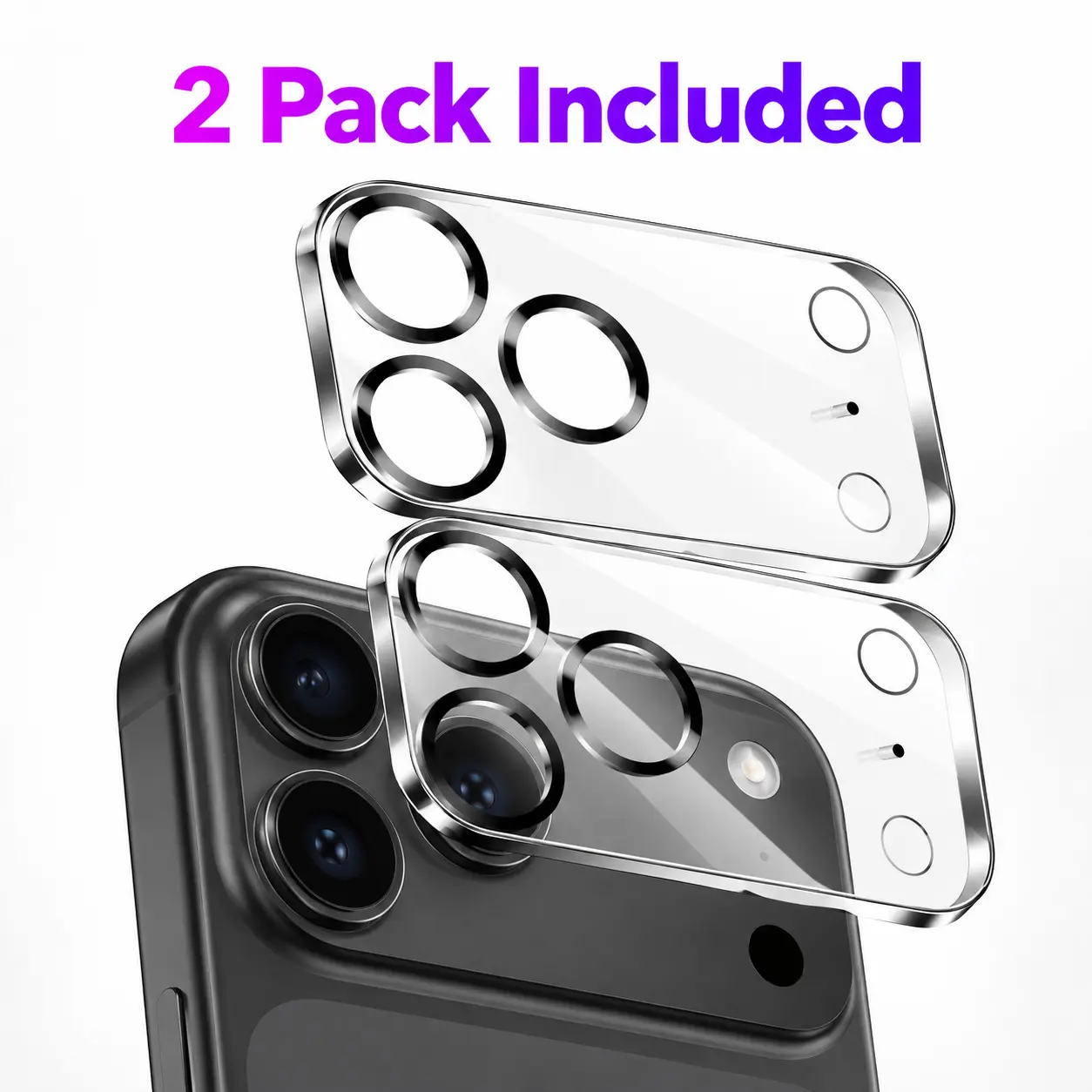 2-Pack Camera Lens Protector for iPhone 17 Pro Max and iPhone 17 Pro, Full Coverage Clear Camera Cover, Scratch-Resistant Protection