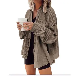 PengWomen'sLooseBatwingSleeveWaffleKnittedButtonShirtJacketTopKnitwearWomenswearCardigansCasual