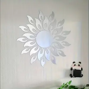 Acrylic Mirror Wall Sticker Sunflower Self-Adhesive, Soft Mirror Wall Decor for Bedroom, Living Room, Office, Easy to Apply and Remove