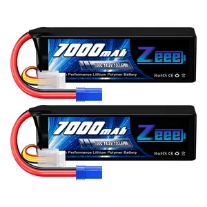 Zeee 4S Lipo Battery 7000mAh 14.8V 100C Soft Case RC Battery with EC5 Connector Compatible for X-Maxx RC Truck Tank RC Car Racing Hobby (2 Pack)