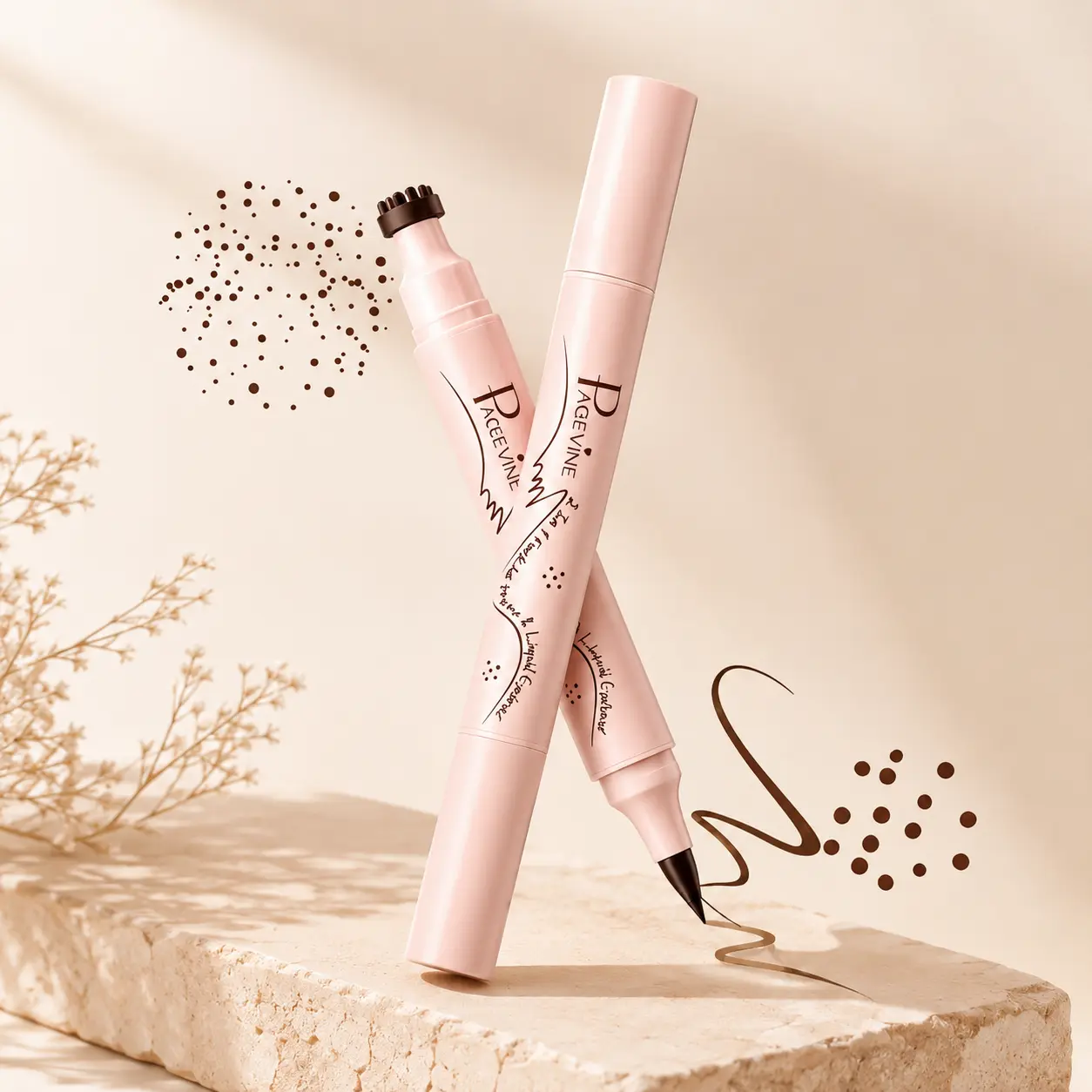 3-in-1 Dual-Ended Freckle Makeup Pen - Waterproof, Smudge-Proof, Long-Lasting, Lightweight Daily Cosmetic Tool with Eyeliner Stamp, Storage-Ready for Sun-Kissed Freckles