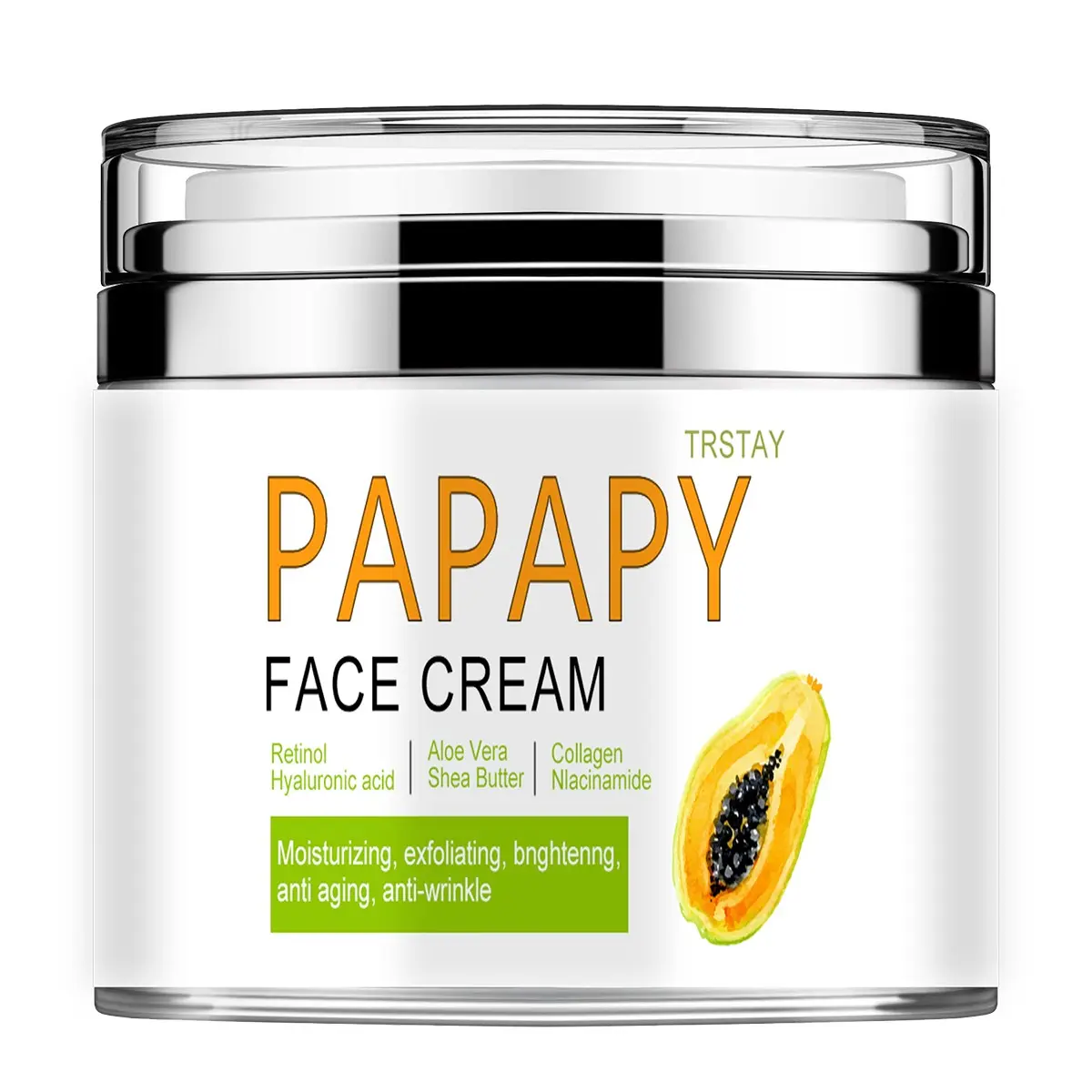 Trstay Papaya Exfoliating Cream, Hyaluronic Acid Moisturizer, Retinol, Niacinamide Brightener, Collagen Spot Fader, Aloe Vera Nourisher