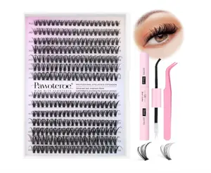 Pawotence DIY Lash Extension Kit – 280pcs Lash Clusters (9-16mm, 30D/40D) with Bond, Seal & Tweezers for Self-Use