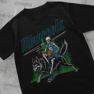 Minnesota Basketball Shirt - Graphic Tees - Skeleton Shirt - Vintage - Timberwolves Shirt - Bootleg - Streetwear - Fan Merch T-shirt T4A
