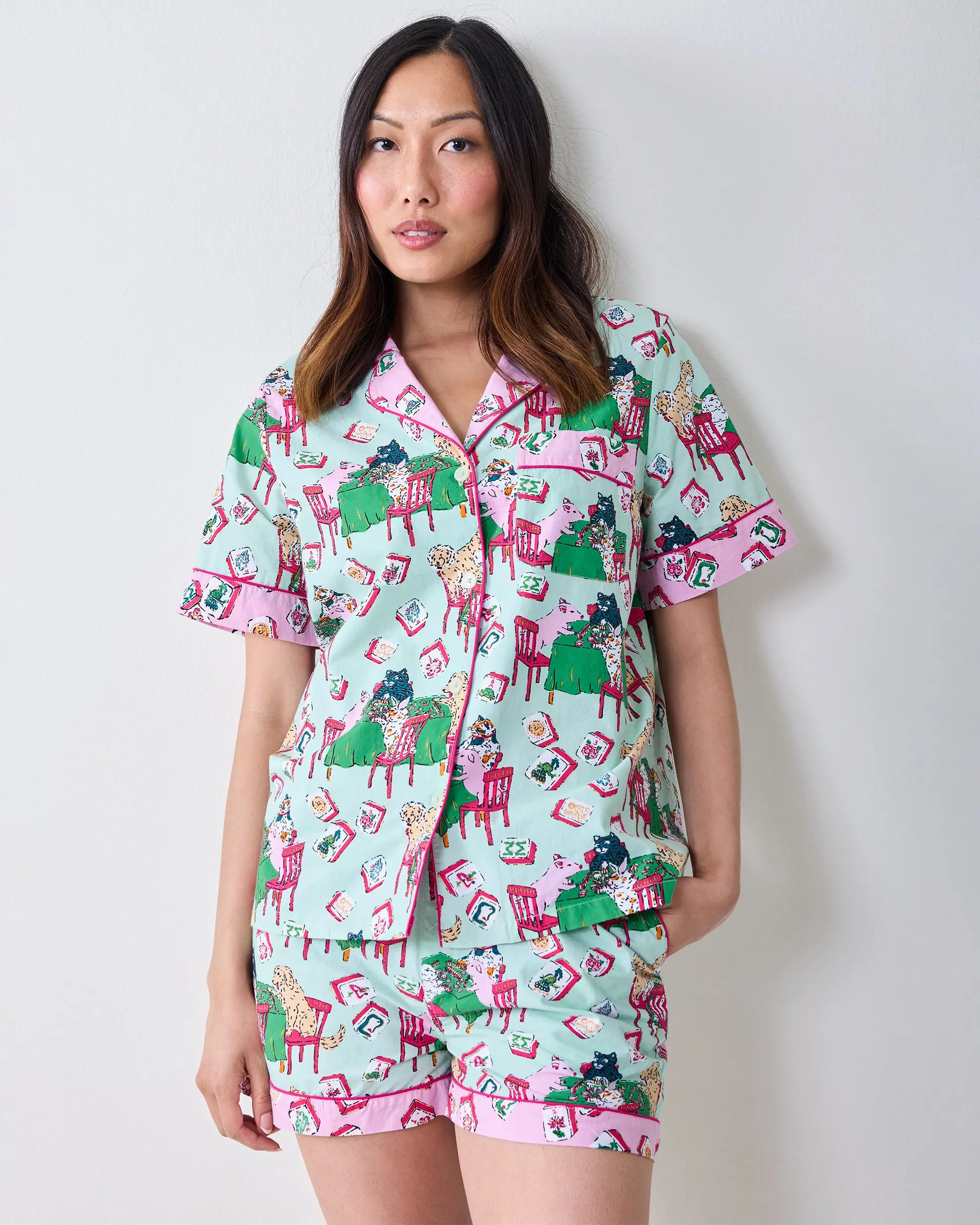 Short PJ Set in Mah Jongg Menagerie