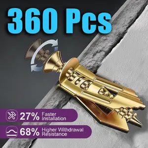120/240/360 Pack Hollow Wall Self‑Drilling Anchors Screws Anti‑Rust Coating Heavy‑Duty Drill‑Free Simple Fixing Hardware for TV Rack Bike Shelf Cabinet