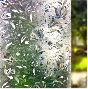 [New Deal] -  Window Film, Decorative Window Privacy Film, 3D Stained Glass Window Sticker,Anti-UV Sun Blocker Heat Control for Home(Rainbow Tulip Design,17.5 x 78.7 inches)