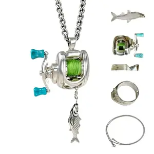 DeepJaw Outfitters Fishing lure necklaces Scroll Decoration Set - Mini Necklace&Ring for Fishing Enthusiasts, Suitable for Gift Givinglure