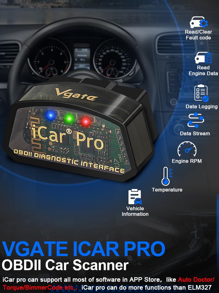 Vgate iCar Pro V2.3 OBD2 Scanner Bluetooth 4.0 Wireless Car Diagnostic Tool Fault Code Reader for iPhone Android
