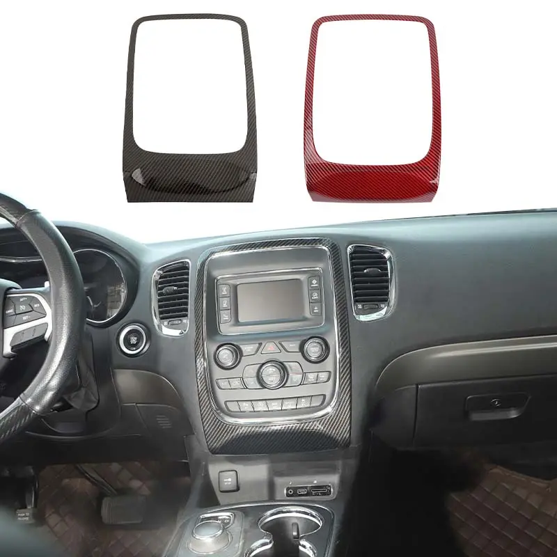 Pre-Pasted Carbon Fiber Style ABS Central Control Navigation Panel Cover for 14-20 Dodge Durango - Auto Car Interior Accessory Dashboard Sticker with UV Protection, Scratch Resistance, Fade Resistance