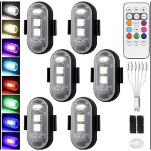 6Pcs Wireless Magnetic Strobe LED Lights with Remote Control, Waterproof Rechargeable Anti-Collision USB Charging Enhanced Safety and Visibility for Car Bike Motorcycle Camping