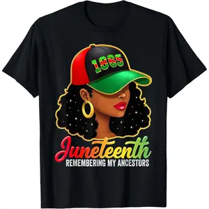 Y2K Summer Viral Print Oversized Graphic Vintage Unisex TeeJuneteenth Remembering My Ancestors Black Women Juneteenth T-Shirt