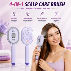 Nano Mist Hair Brush with Red Light Therapy - Smooth Frizz in Seconds