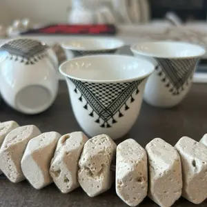 Palestine Keffiyeh Arabic Coffee Cups Set of 6 | Palestinian Espresso Cups | Ramadan Eid Gift | Middle Eastern Coffee Set