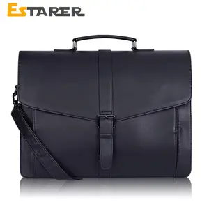 ESTARER Men's Leather Briefcase 15.6/17.3 Inch Laptop Computer Bag for Office/Business/Travel, Large Satchel Professional Leather Messenger Shoulder Bag