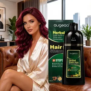 3-in-1 Herbal Red Wine Hair Dye Shampoo with Ginseng & Coffee Extracts, Alcohol-Free, 24-Month Shelf Life, Semi-Permanent All-Grey Coverage Hair Color, Color-Extending Haircare for Women & Men, Mother’s Day Gift
