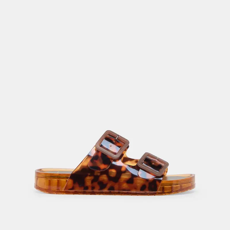 Dolce Vita Women's JULIO Tortoise Vinyl Sandals - Playful, Adjustable Buckle, Block Platform, Buckle & Strap Accents, Double Strap, Playful Women's Sandals, Adjustable Buckle Women's Sandals