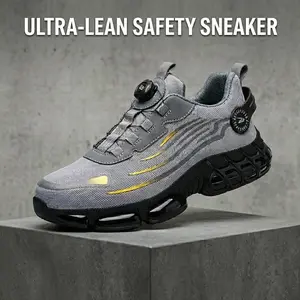 Men's Steel Toe Safety Sneakers, Lightweight Athletic Mesh Work Shoes with Quick-Dial Lacing, Puncture-Proof and Slip-Resistant Footwear