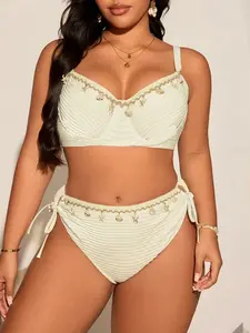Plus Size 2 Piece Bikini Set for Women – High Waisted Tummy Control Swimsuit Summer Beach Outfit