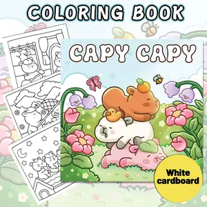 1PC CAPY CAPY Cute Capybara Coloring Book Art for Adults, high-quality coloring paper, full of capybara flower details, relaxing and stress-relieving, enhances creative coloring, leisure and entertainment, a perfect Christmas gift.