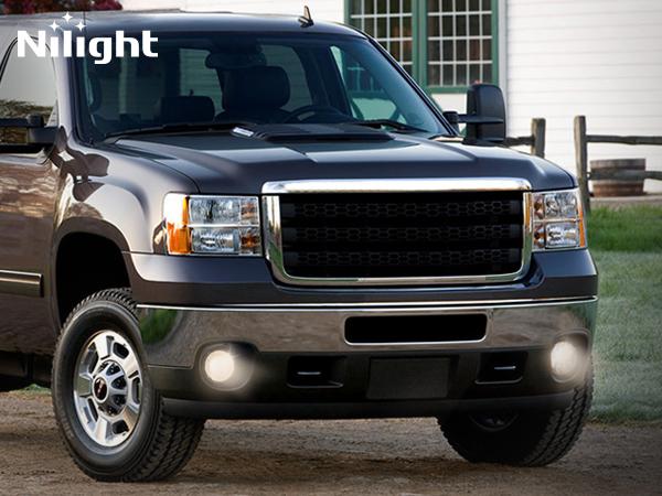 Nilight Fog Lights Assembly Compatible with 2003 2004 2005 2006 GMC Sierra 1500 1500HD 2500 2500HD 3500 Replacement Driver and Passenger Side