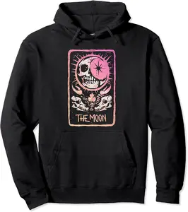 The Moon Tarot Card Outfit Occult Skull Witchy Pullover Hoodie - Winniekemo Shop 26B0CL9S4XDC