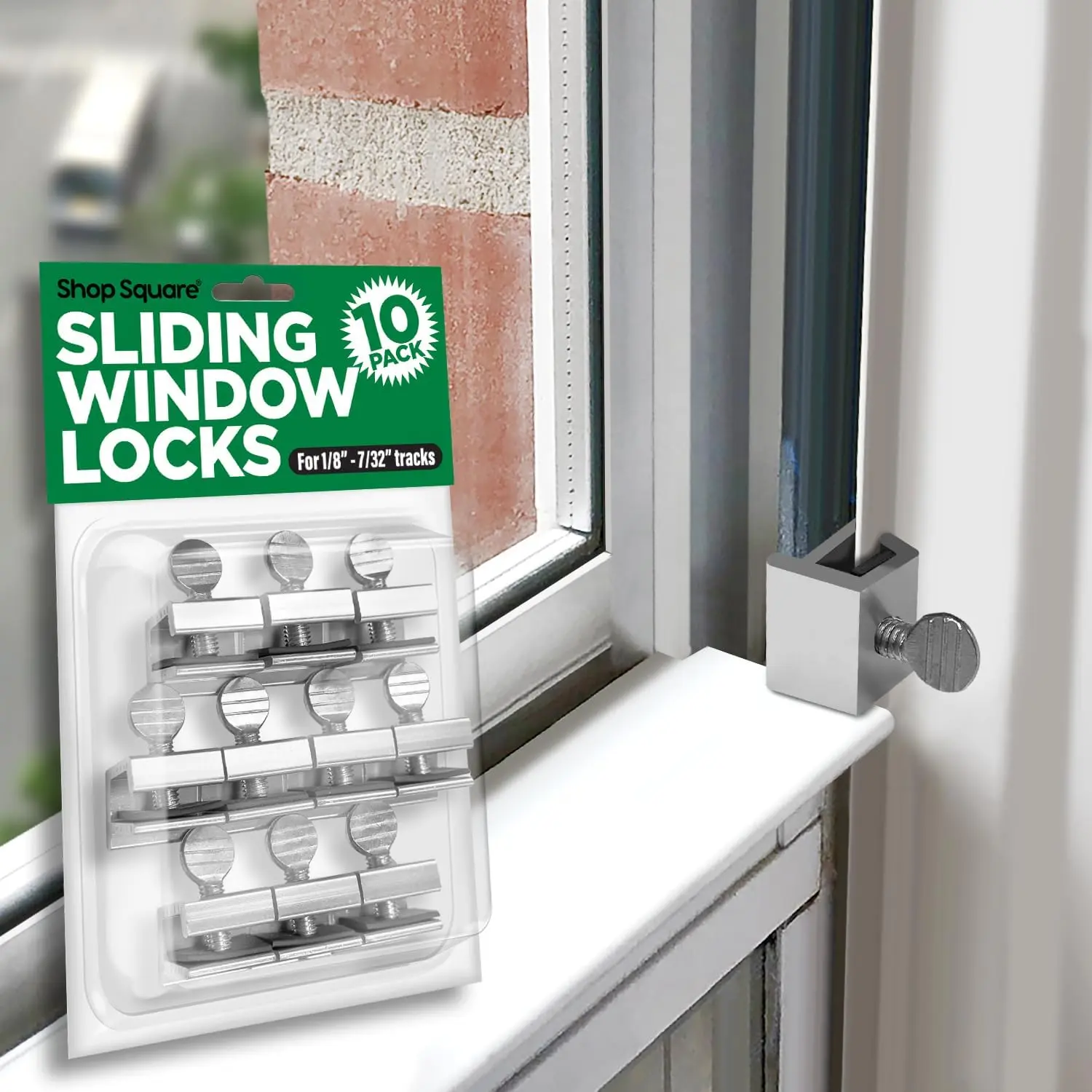 Window Locks, 10 Pack for Vertical and Horizontal Windows, Adjustable Aluminum Stoppers, Window Security, No-Drill Install, Requires 28-36mm Clearance