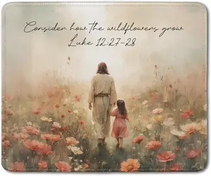 Christian  Walking with Girl  Pad, Christian  Gifts  Pads Mousepad for Desk Office Computers Laptop, Religious Office Supplies Desk Accessories, 9.5x7.9 Inch
